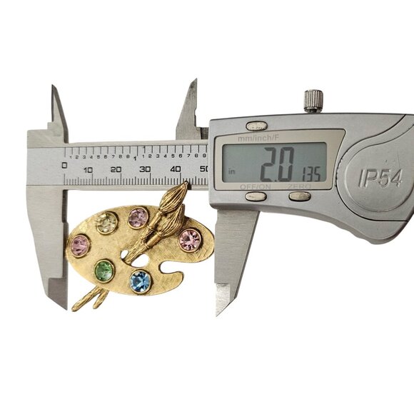 1928 Brand Multicolor Rhinestone Painter Palette Brooch Pin L839 - Picture 7 of 8